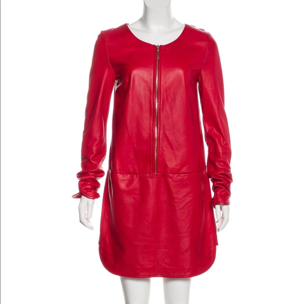 100% Leather zip-up dress